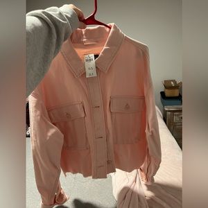 Abercrombie blush semi cropped jean style jacket